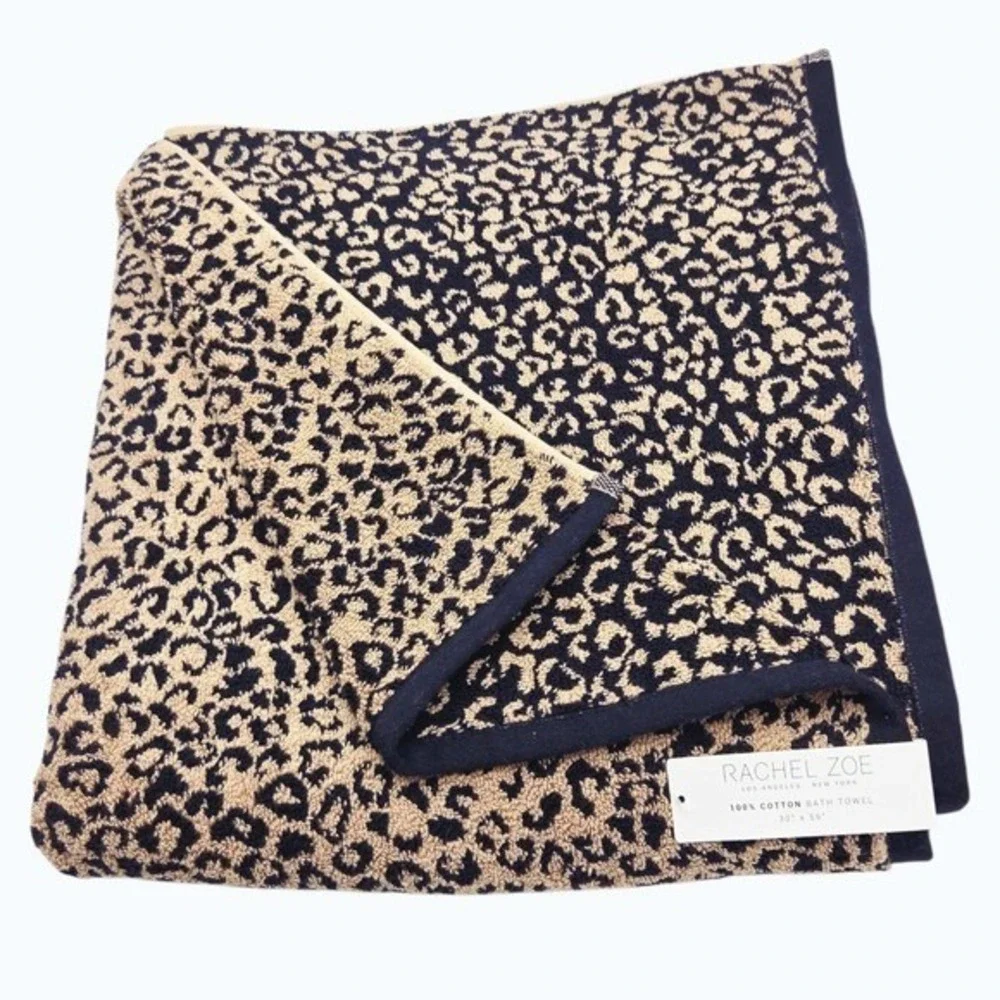 Rachel Zoe 8pc Leopard Cheetah Print Cotton Towel Set 2 Bath 2 Hand 4 Washcloths
